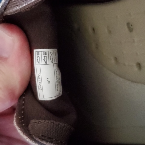 Crocs Walu Shoes Men's Size 11 Khaki Tan Brown Canvas Loafer Slip On - Picture 4 of 9